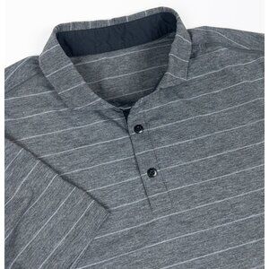 Lululemon Evolution Polo Shirt Men's Fits Large Gray Striped Spread Collar